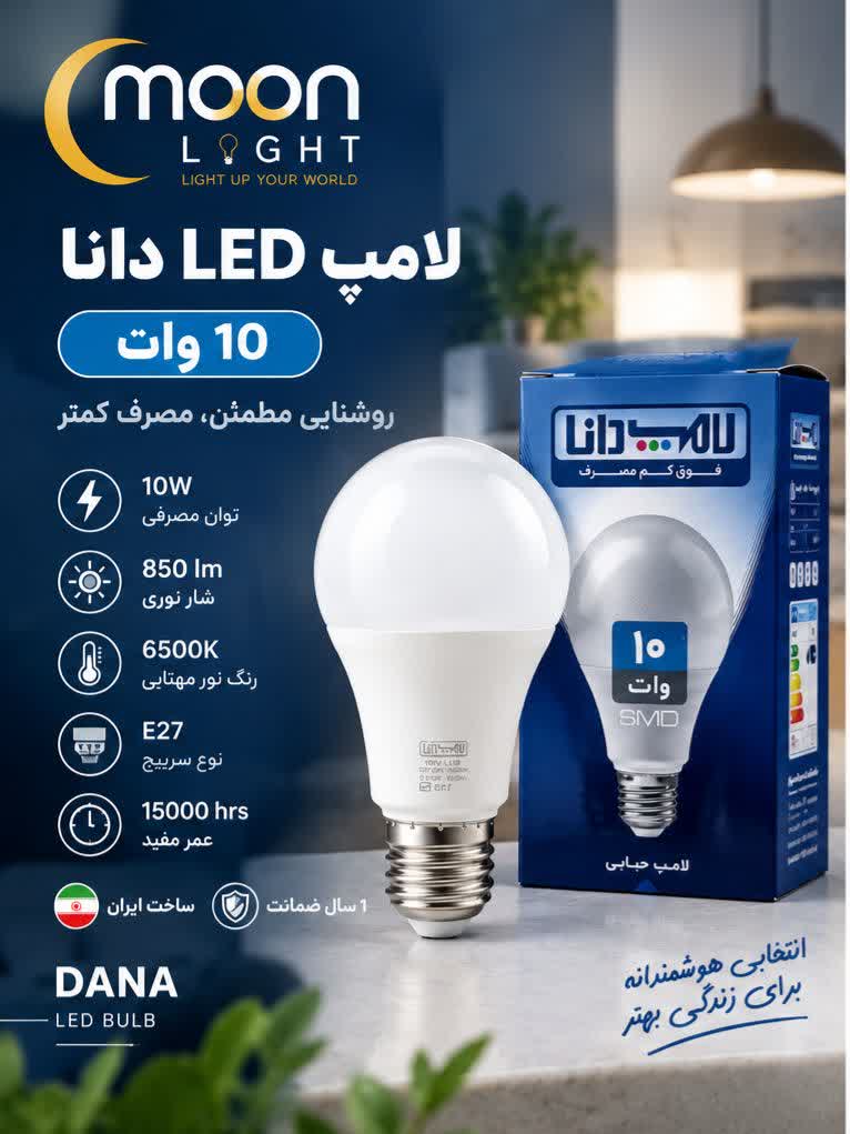لامپ LED دانا ۱۰ وات پایه E27 مدل حبابی